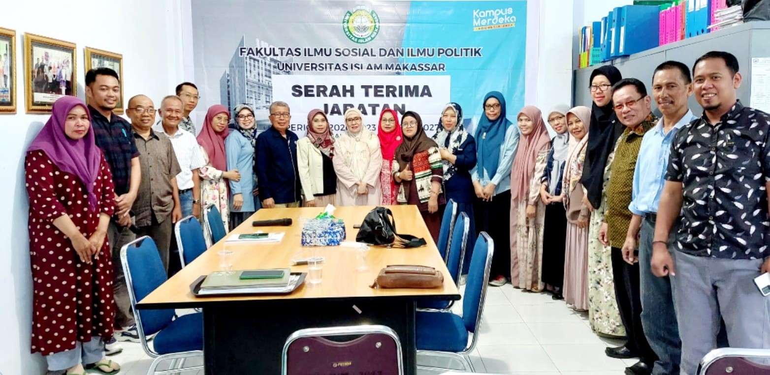 Telah berlangsug kegiatan Serah Terima Jabatan Fakultas Ilmu Sosial dan Ilmu Politik Universitas Islam Makassar (UIM Al-Gazali) yang digelar di Ruang Ujian FISIP UIM Al-Gazali, Rabu (23/08/2023).